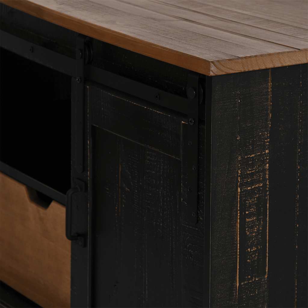 Tv-Schrank Halden Mit Schiebetür 110X40X60Cm Massivholz