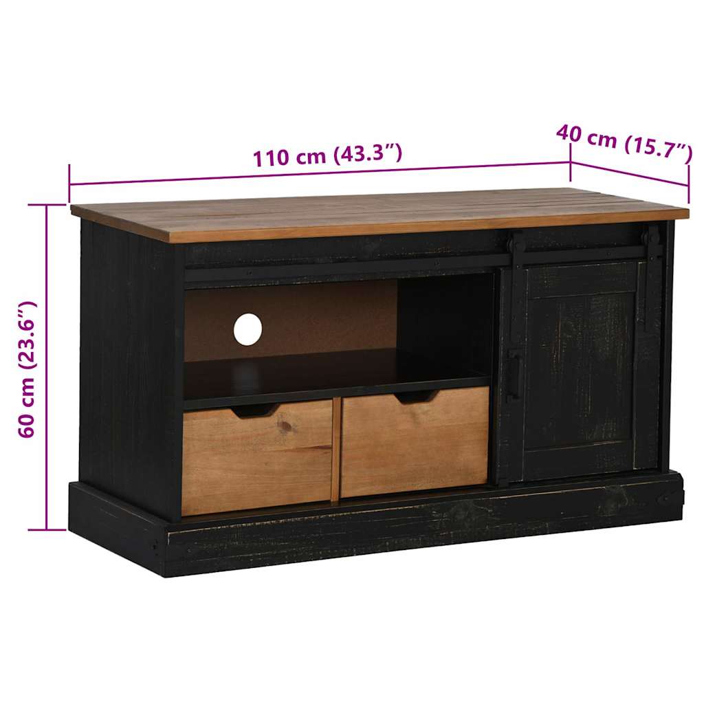Tv-Schrank Halden Mit Schiebetür 110X40X60Cm Massivholz
