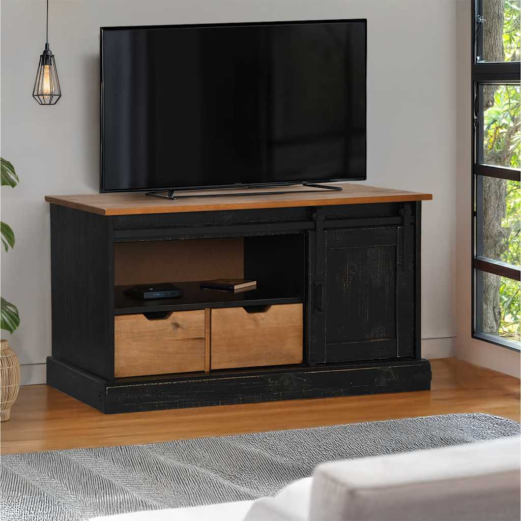 Tv-Schrank Halden Mit Schiebetür 110X40X60Cm Massivholz