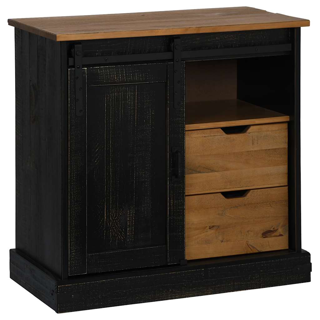 Sideboard Halden Mit Schiebetür 80X40X80 Cm Massivholz