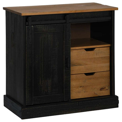 Sideboard Halden Mit Schiebetür 80X40X80 Cm Massivholz
