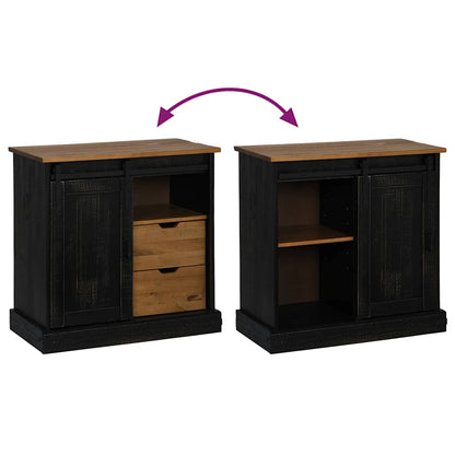 Sideboard Halden Mit Schiebetür 80X40X80 Cm Massivholz