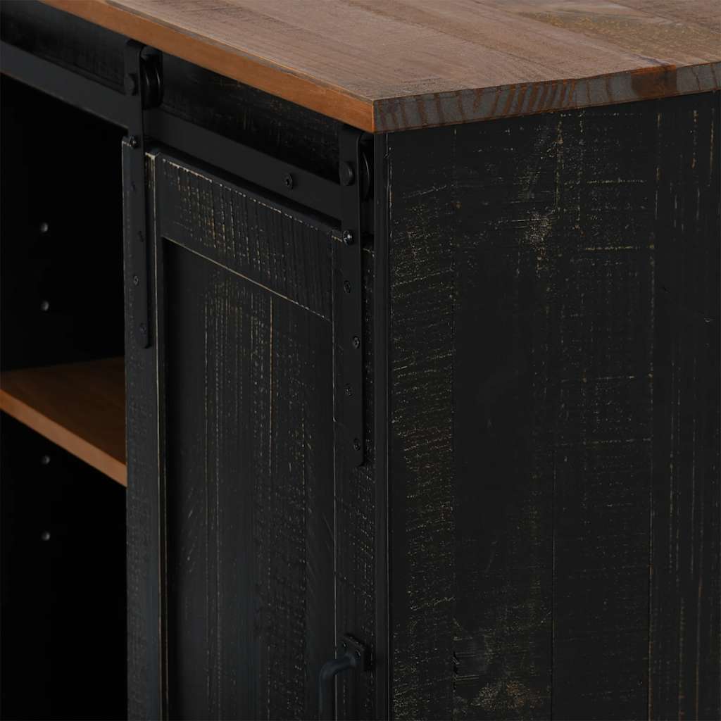 Sideboard Halden Mit Schiebetür 80X40X80 Cm Massivholz