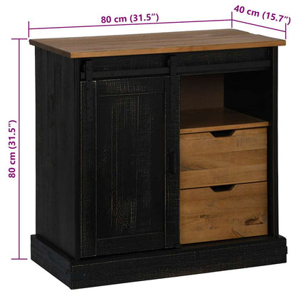 Sideboard Halden Mit Schiebetür 80X40X80 Cm Massivholz