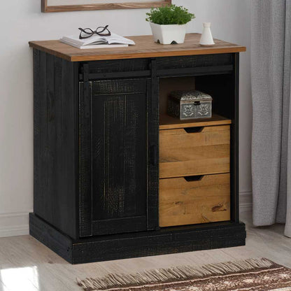 Sideboard Halden Mit Schiebetür 80X40X80 Cm Massivholz