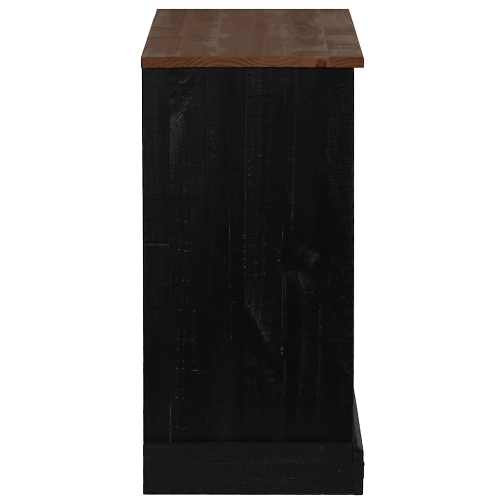 Sideboard Halden Mit Schiebetür Schwarz 80X40X80 Cm Massivholz