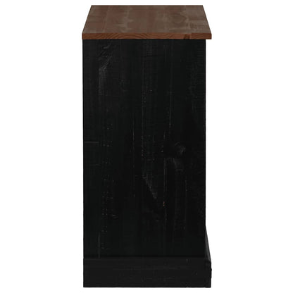 Sideboard Halden Mit Schiebetür Schwarz 80X40X80 Cm Massivholz