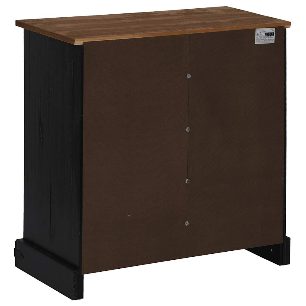Sideboard Halden Mit Schiebetür Schwarz 80X40X80 Cm Massivholz