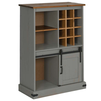 Weinschrank Halden Mit Weinregalen Und Schiebetür Grau Kiefer
