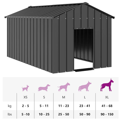 Hundehütte Mit Dach 114X202X101 Cm Verzinkter Stahl