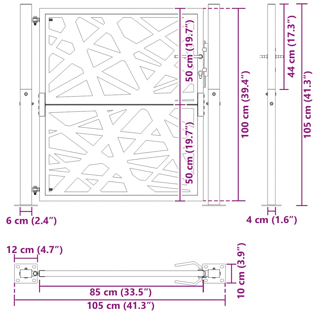 Gartentor 100X100 Cm Cortenstahl Helles Design
