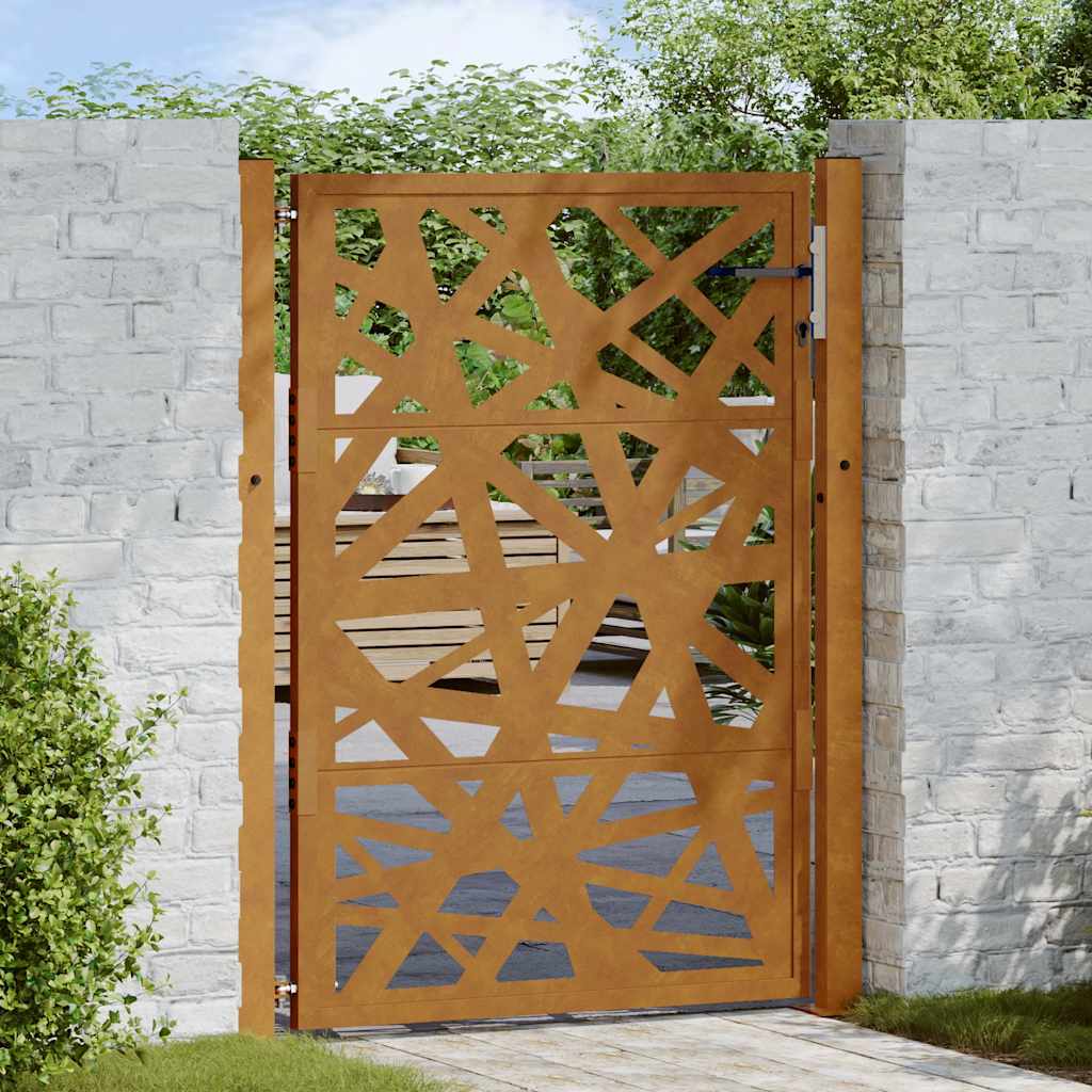Gartentor 100X100 Cm Verwitterungsstahl Wellendesign