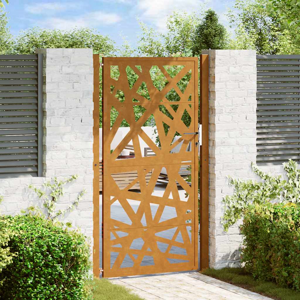 Gartentor 100X100 Cm Verwitterungsstahl Wellendesign