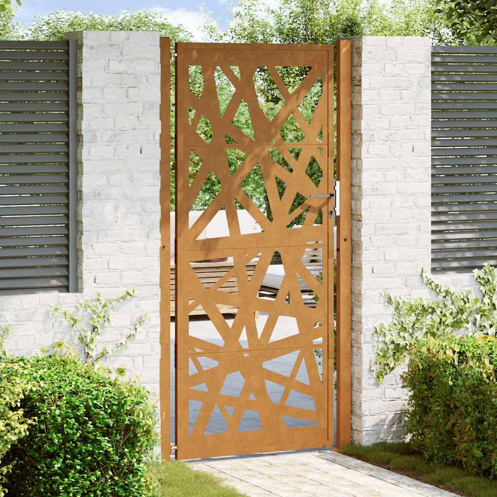 Gartentor 100X100 Cm Verwitterungsstahl Wellendesign
