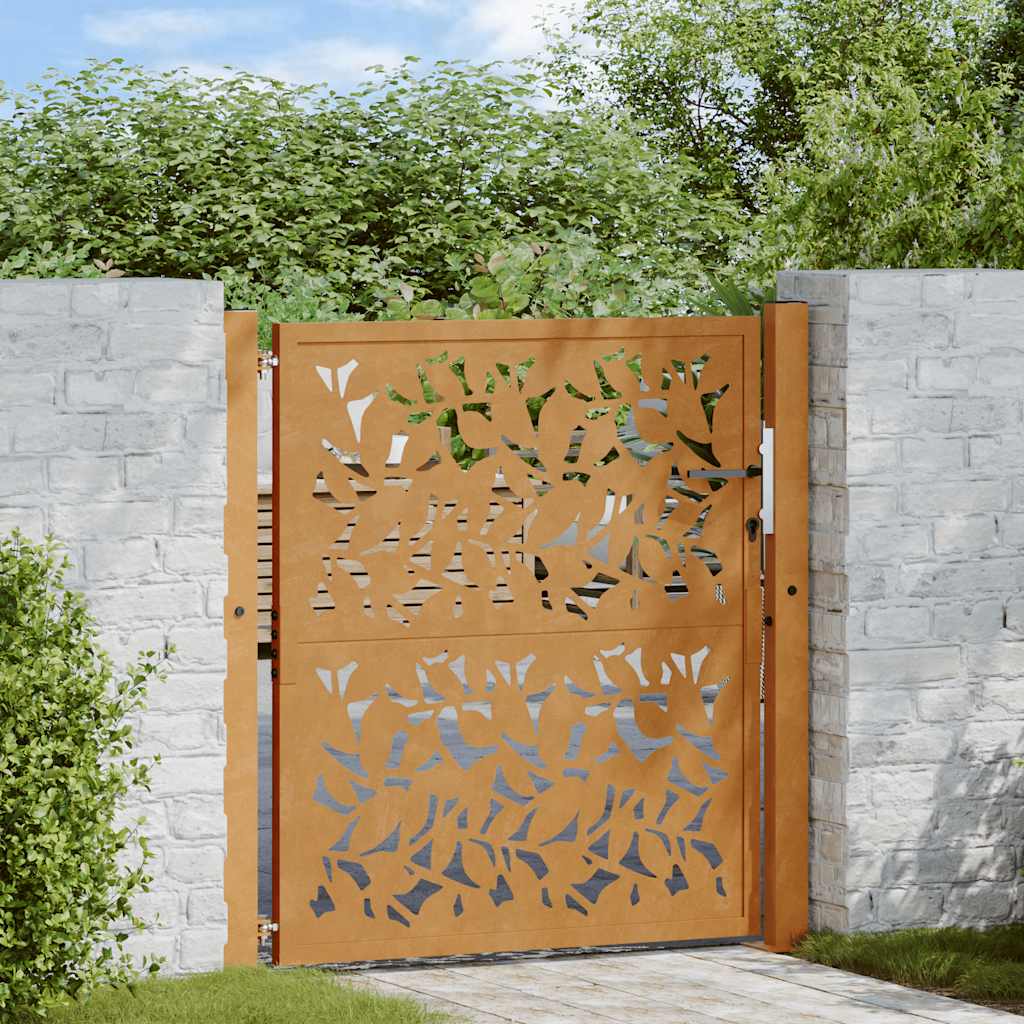 Gartentor 100X100 Cm Verwitterungsstahl Wellendesign