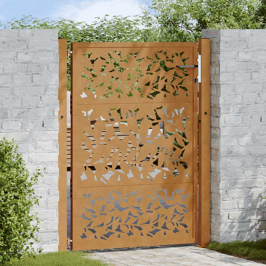 Gartentor 100X100 Cm Verwitterungsstahl Wellendesign
