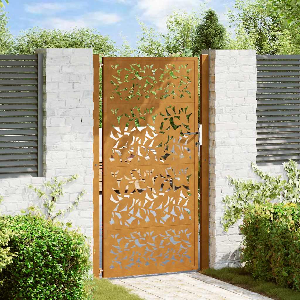Gartentor 100X100 Cm Verwitterungsstahl Wellendesign