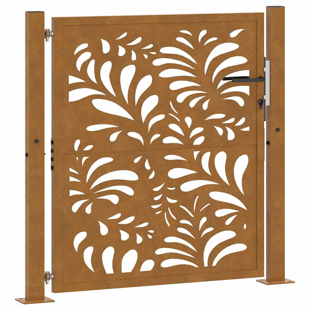 Gartentor 100X100 Cm Verwitterungsstahl Wellendesign