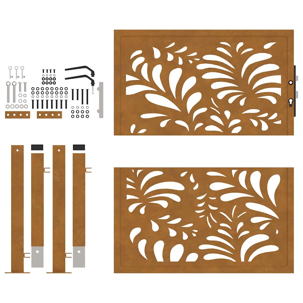 Gartentor 100X100 Cm Verwitterungsstahl Wellendesign