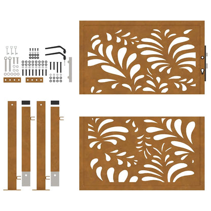 Gartentor 100X100 Cm Verwitterungsstahl Wellendesign