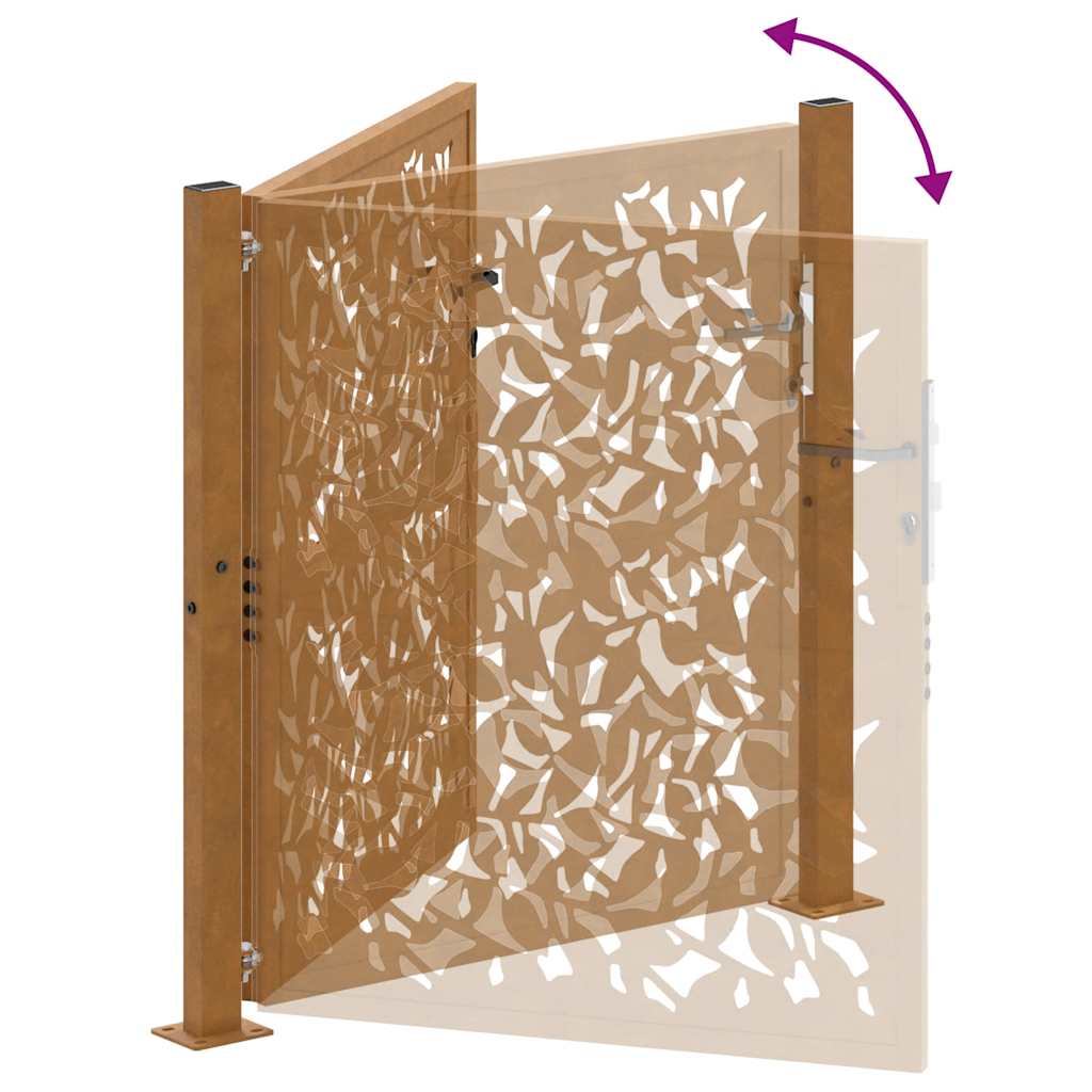 Gartentor 100X100 Cm Verwitterungsstahl Wellendesign