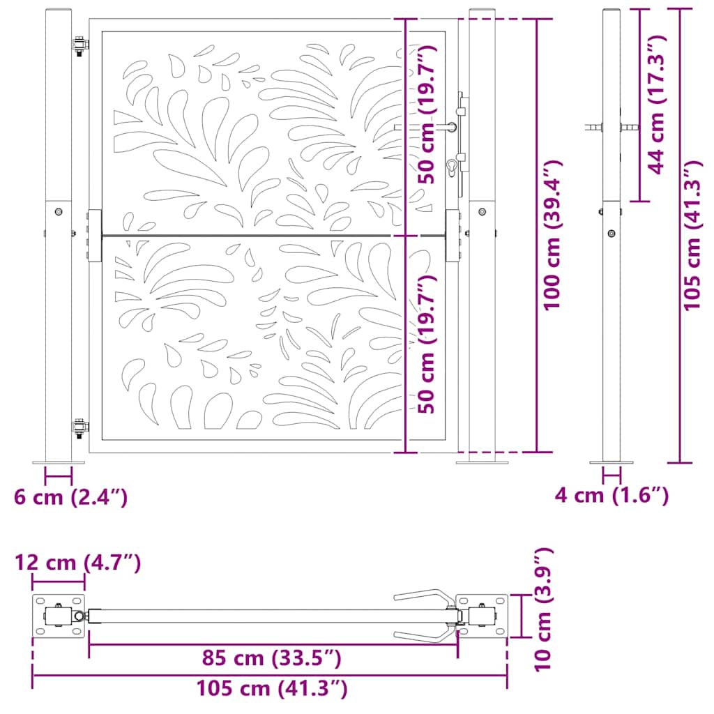 Gartentor 100X100 Cm Verwitterungsstahl Wellendesign