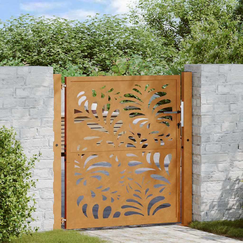 Gartentor 100X100 Cm Verwitterungsstahl Wellendesign
