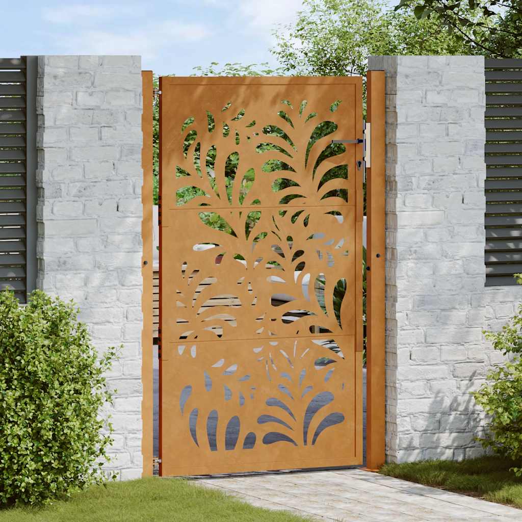Gartentor 100X100 Cm Verwitterungsstahl Wellendesign