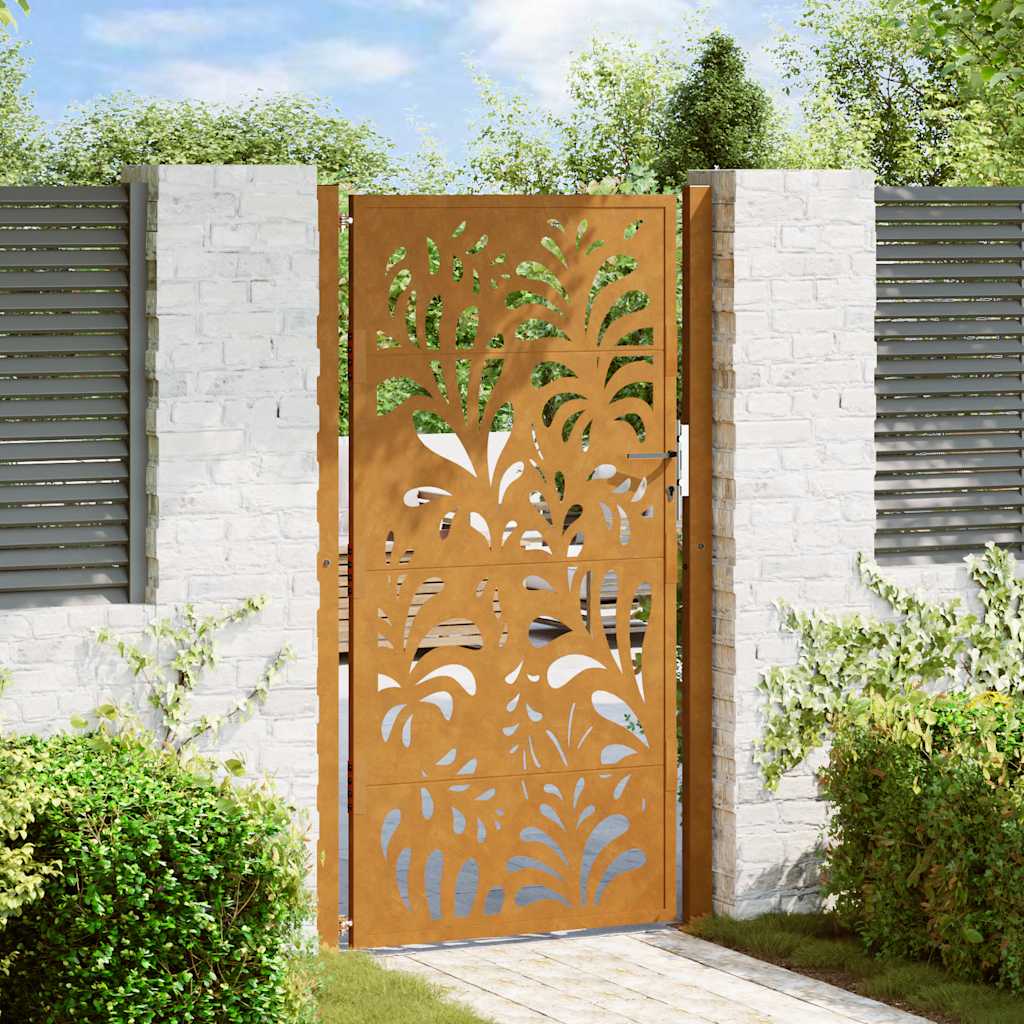 Gartentor 100X100 Cm Verwitterungsstahl Wellendesign