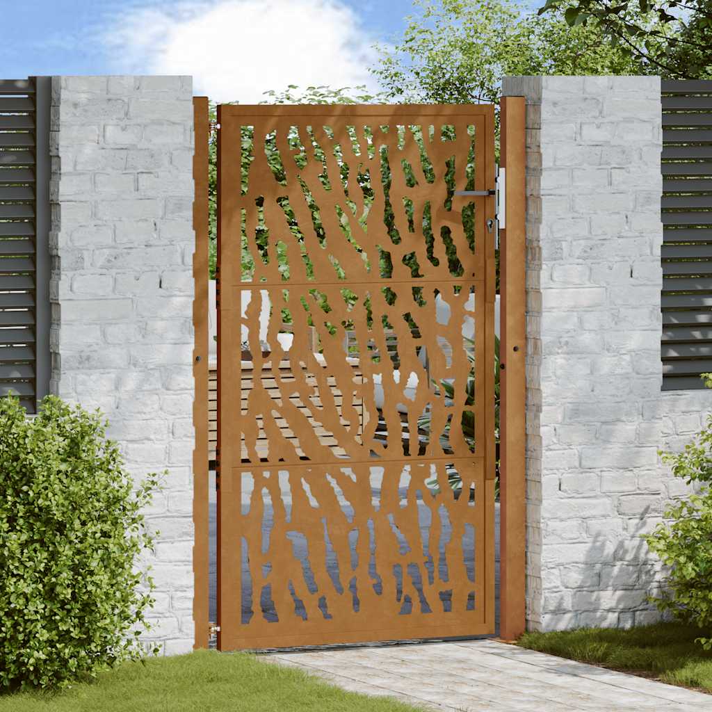 Gartentor 100X100 Cm Verwitterungsstahl Wellendesign