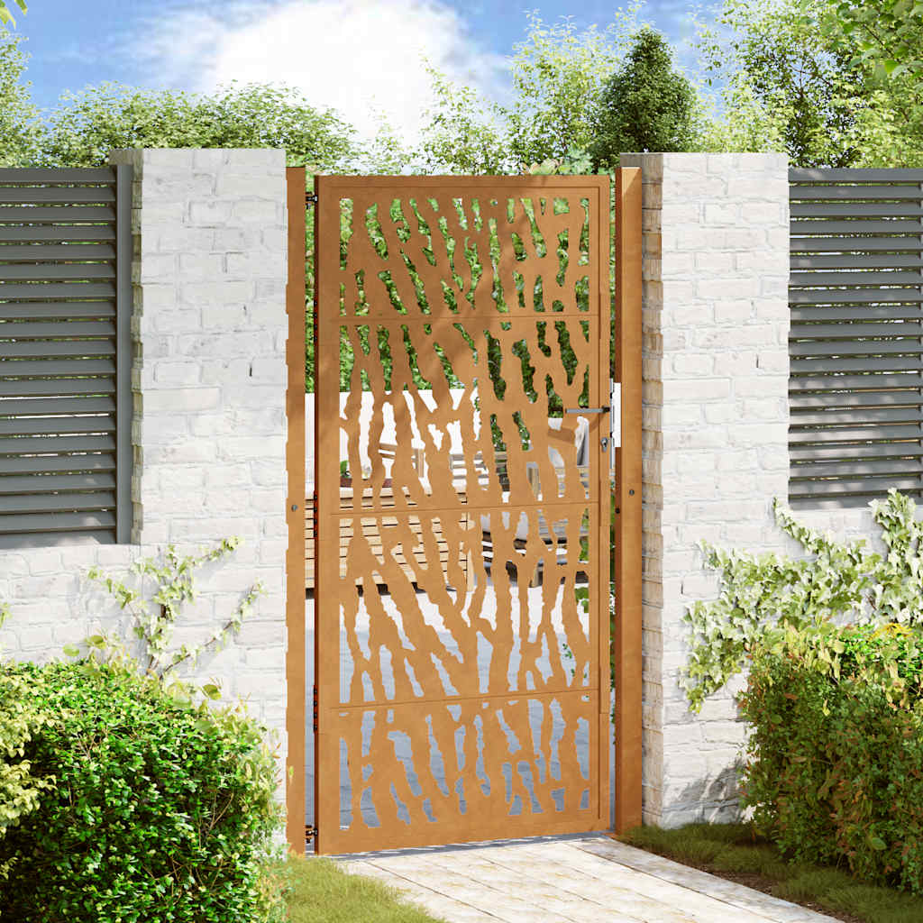 Gartentor 100X100 Cm Verwitterungsstahl Wellendesign