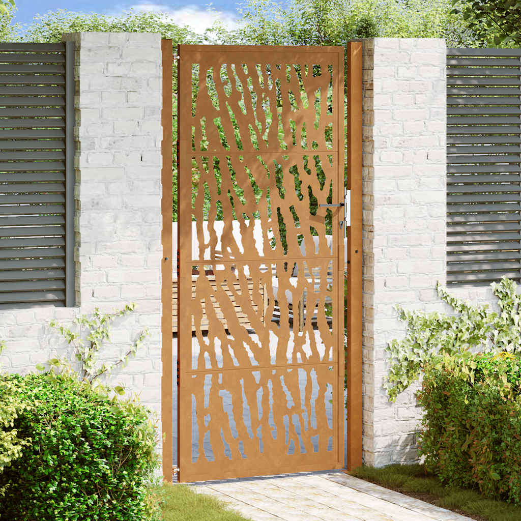 Gartentor 100X100 Cm Verwitterungsstahl Wellendesign