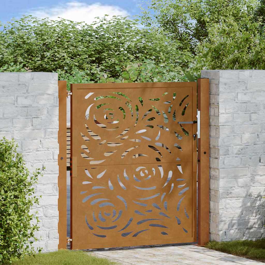 Gartentor 100X100 Cm Verwitterungsstahl Wellendesign