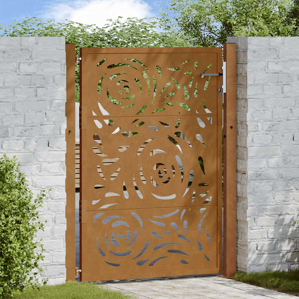 Gartentor 100X100 Cm Verwitterungsstahl Wellendesign