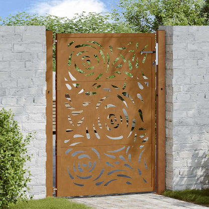 Gartentor 100X100 Cm Verwitterungsstahl Wellendesign