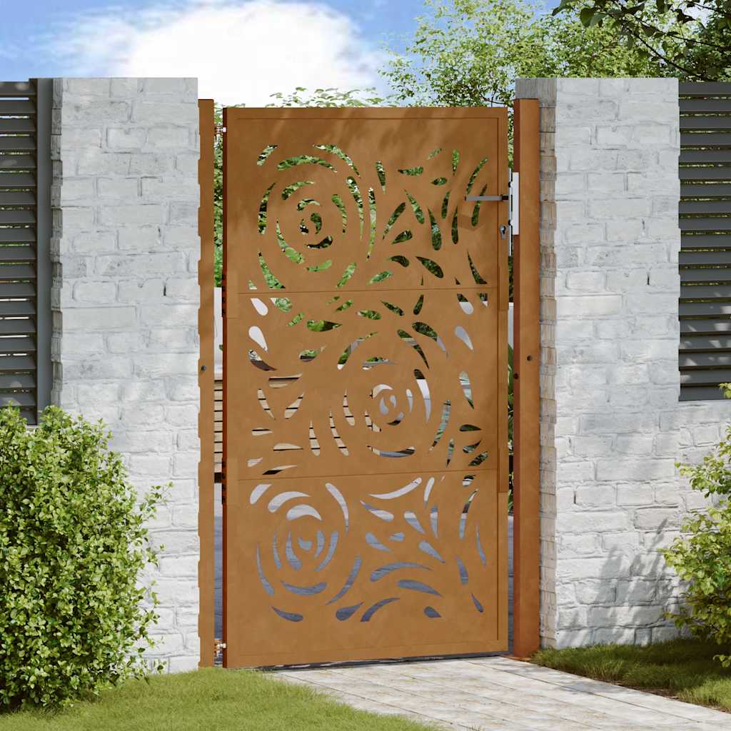 Gartentor 100X100 Cm Verwitterungsstahl Wellendesign