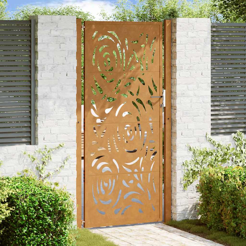 Gartentor 100X100 Cm Verwitterungsstahl Wellendesign