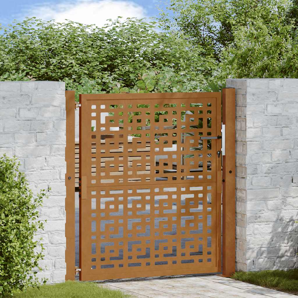 Gartentor 100X100 Cm Verwitterungsstahl Wellendesign