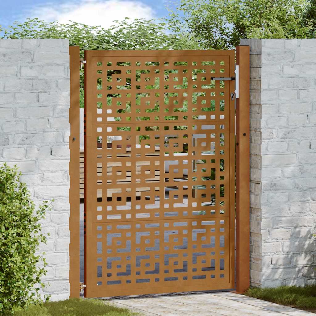 Gartentor 100X100 Cm Verwitterungsstahl Wellendesign