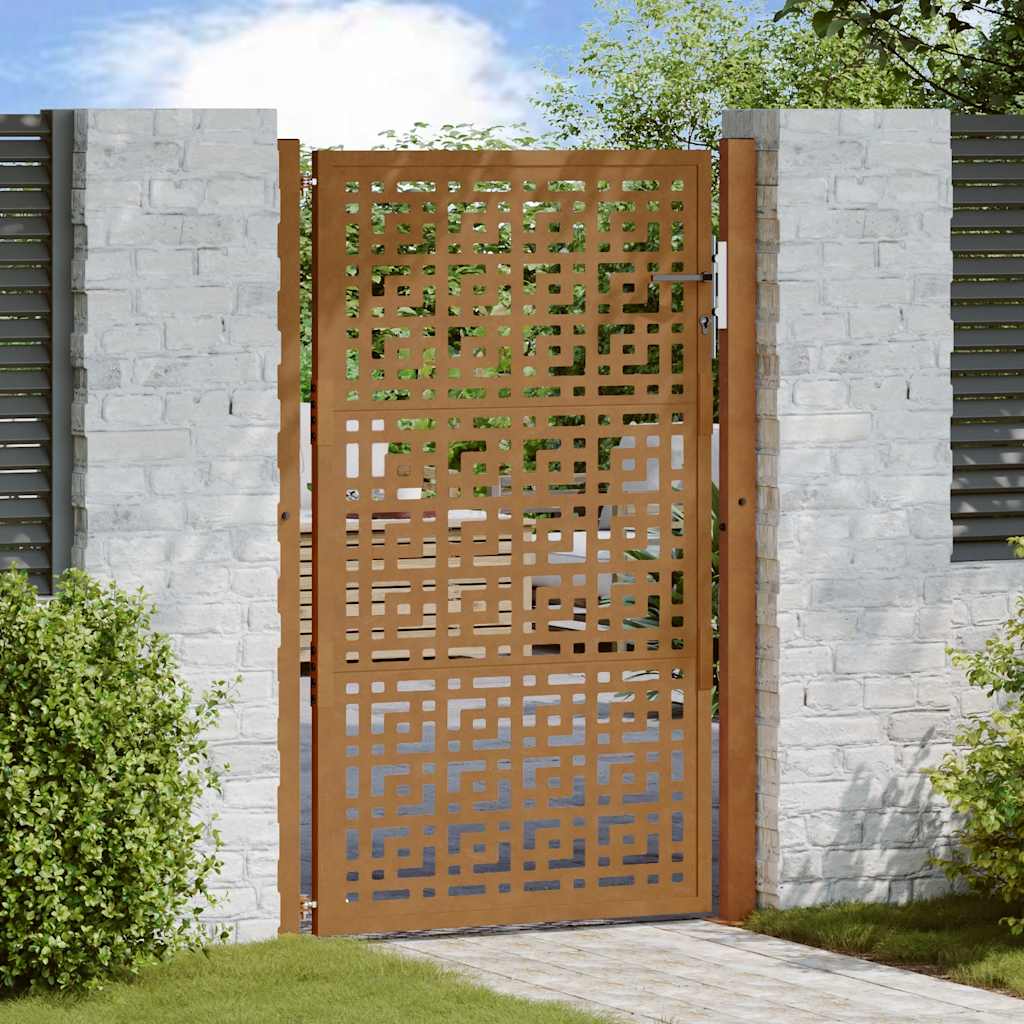 Gartentor 100X100 Cm Verwitterungsstahl Wellendesign