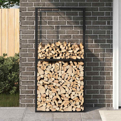 Brennholzregal Schwarz 100X30X209 Cm Stahl