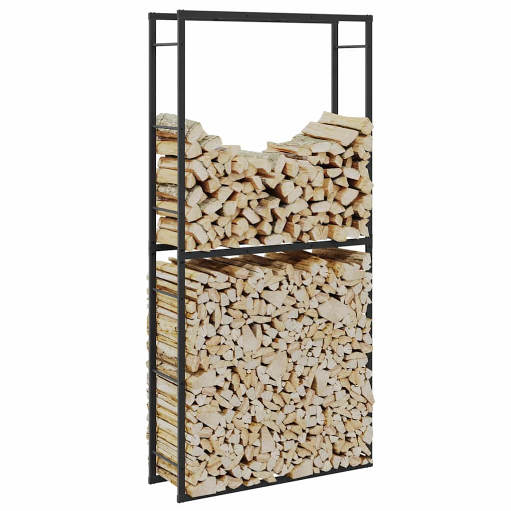 Brennholzregal Schwarz 100X30X209 Cm Stahl