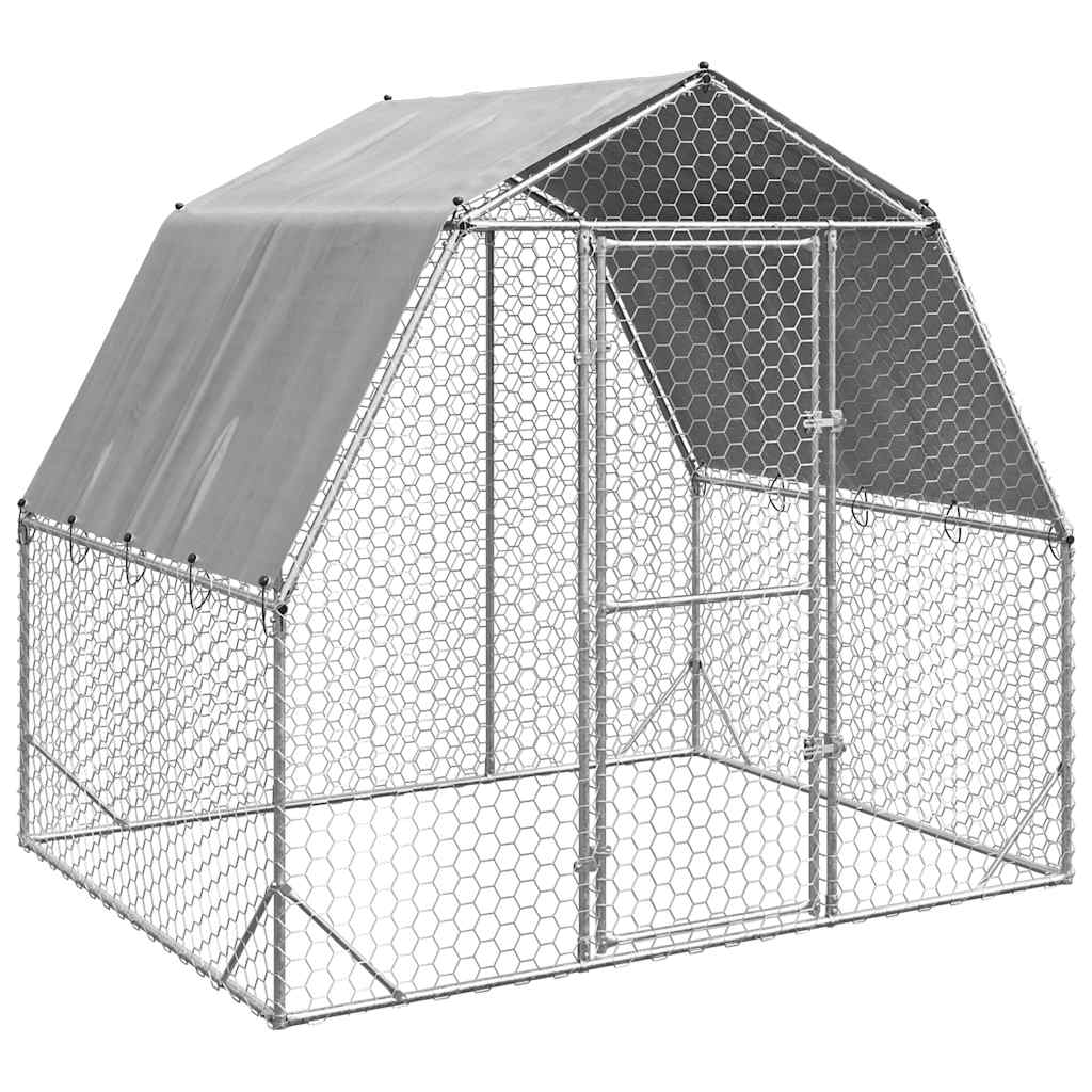 Hühnerstall Mit Dach 2,5X2X2,25 M Verzinkter Stahl