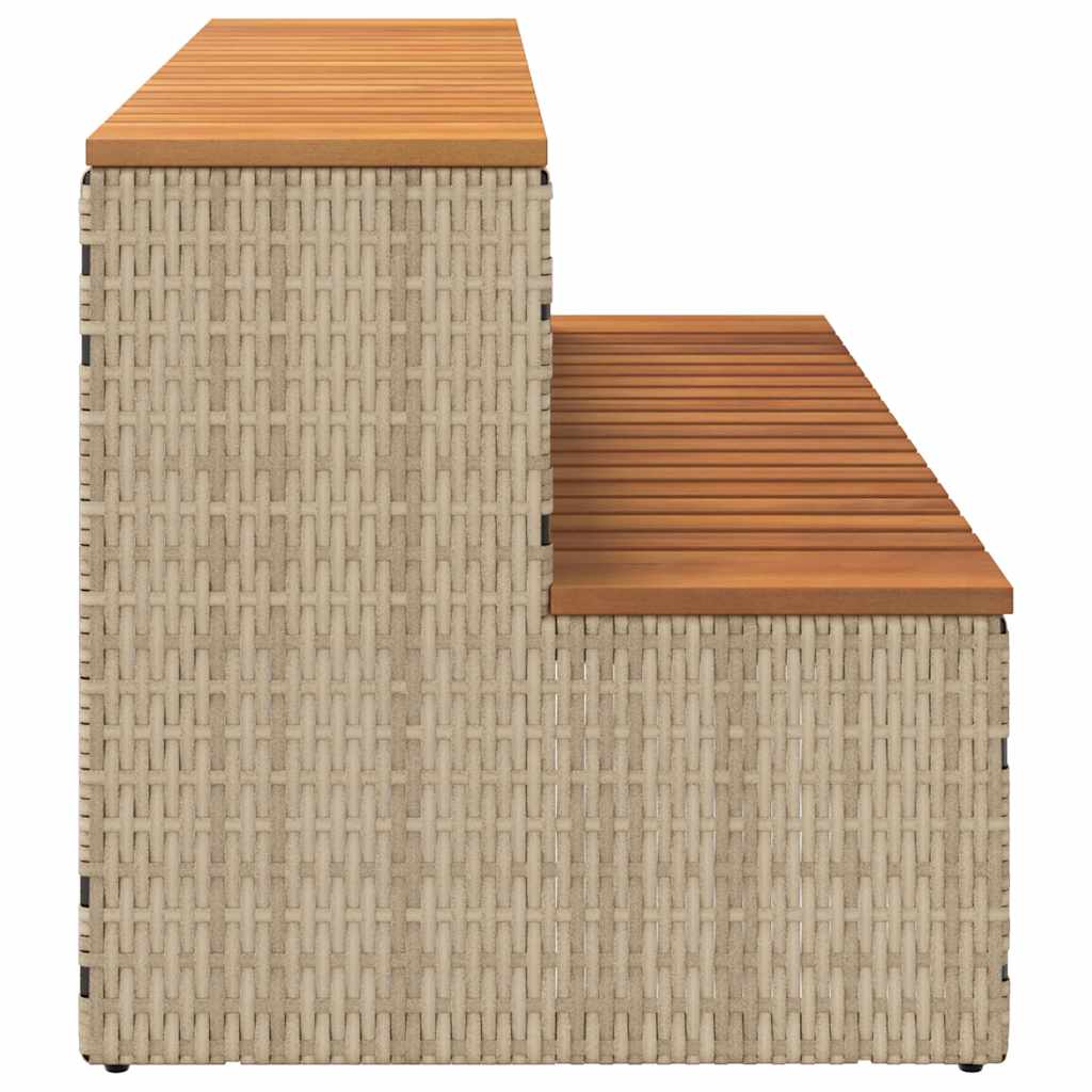 Whirlpool-Stufen Beige 100X50X50,5 Cm Poly-Rattan Massiv Akazie