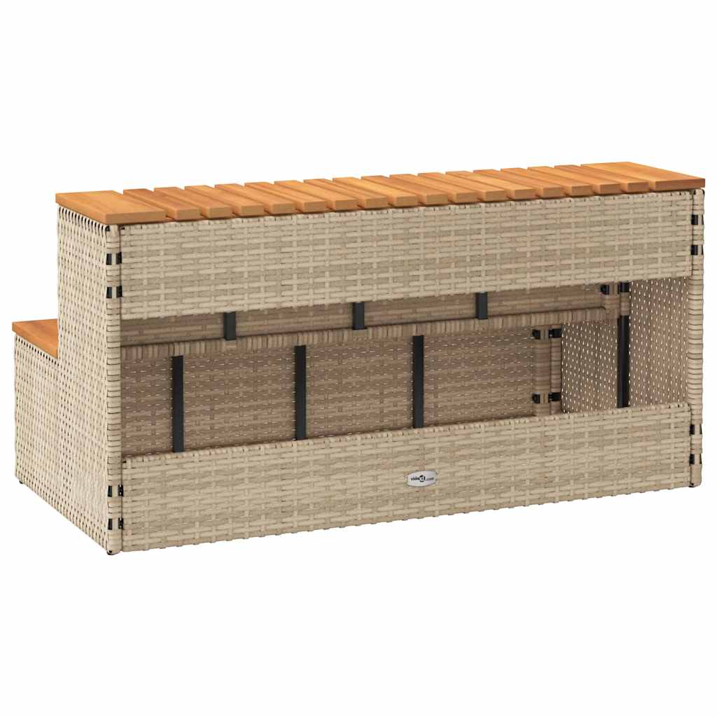 Whirlpool-Stufen Beige 100X50X50,5 Cm Poly-Rattan Massiv Akazie