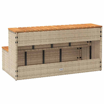 Whirlpool-Stufen Beige 100X50X50,5 Cm Poly-Rattan Massiv Akazie