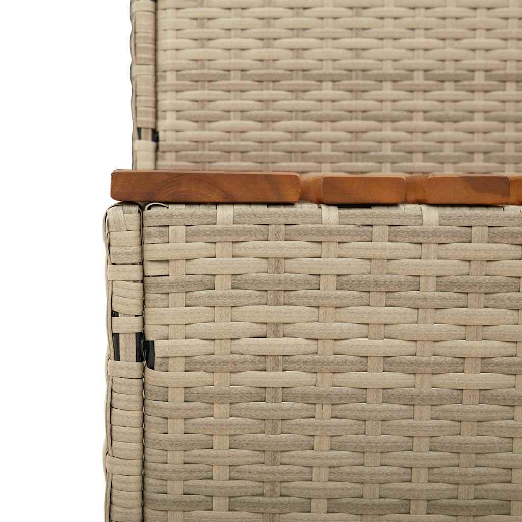 Whirlpool-Stufen Beige 100X50X50,5 Cm Poly-Rattan Massiv Akazie