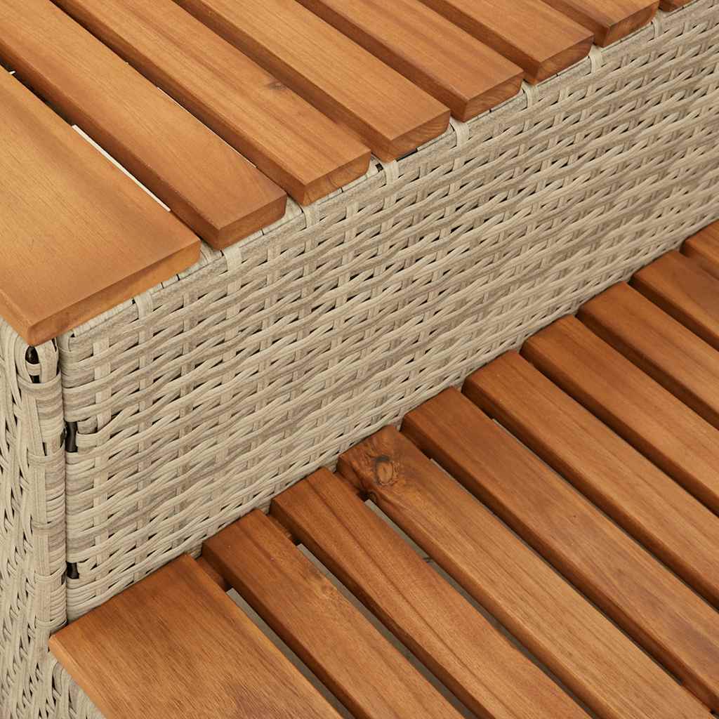 Whirlpool-Stufen Beige 100X50X50,5 Cm Poly-Rattan Massiv Akazie