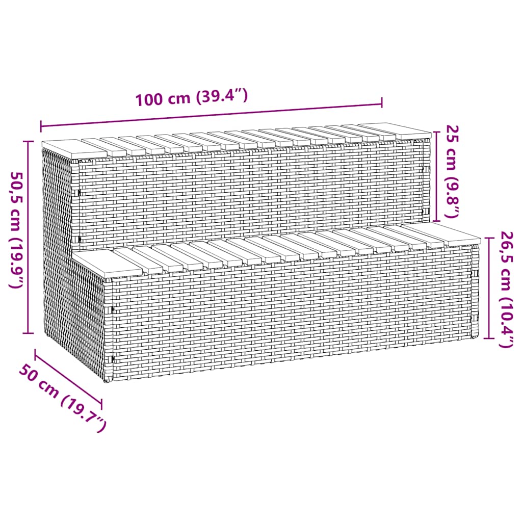 Whirlpool-Stufen Beige 100X50X50,5 Cm Poly-Rattan Massiv Akazie