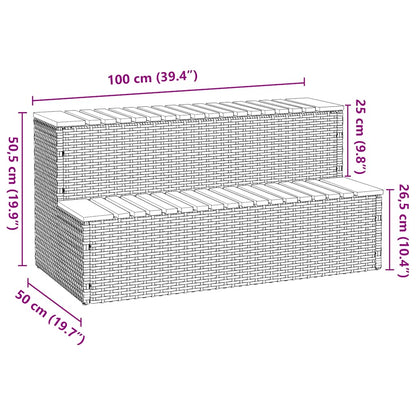 Whirlpool-Stufen Beige 100X50X50,5 Cm Poly-Rattan Massiv Akazie